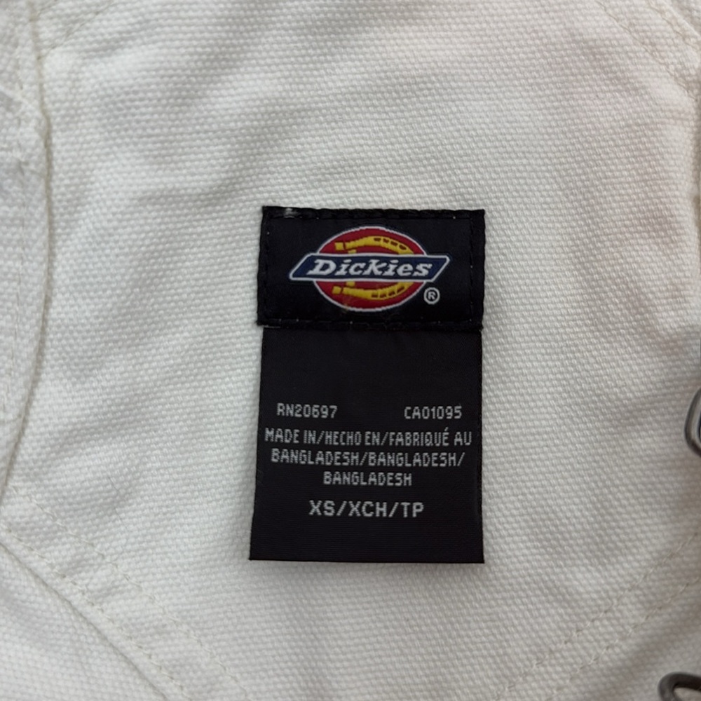 Dickies Duck canvas short bib overalls in stonewash cream Size X-Small NWOT - Picture 10 of 11